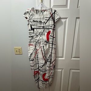 Rundholz cap sleeve midi shift dress XS